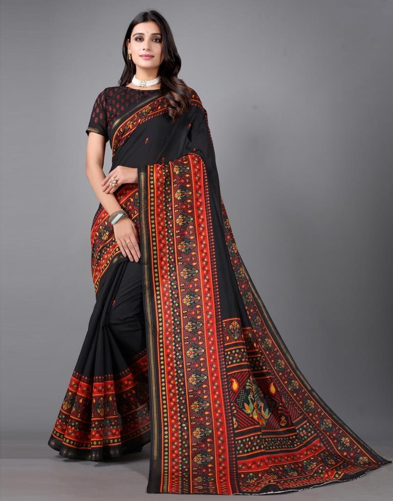 Black Printed Saree | 2306S120
