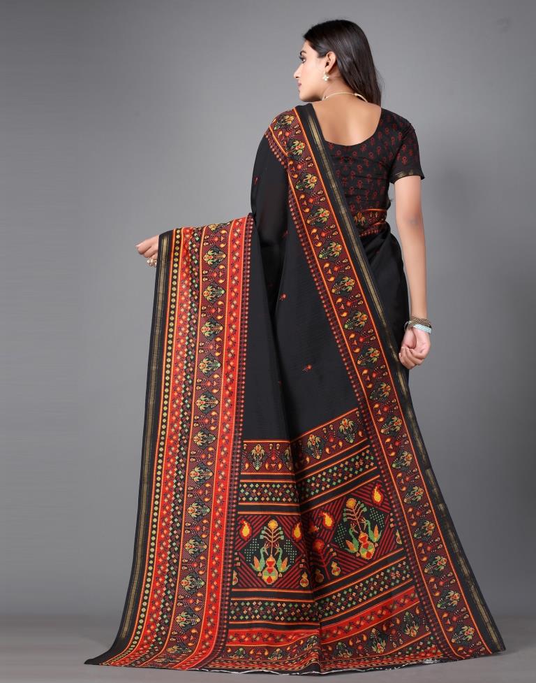 Black Printed Saree | 2306S120