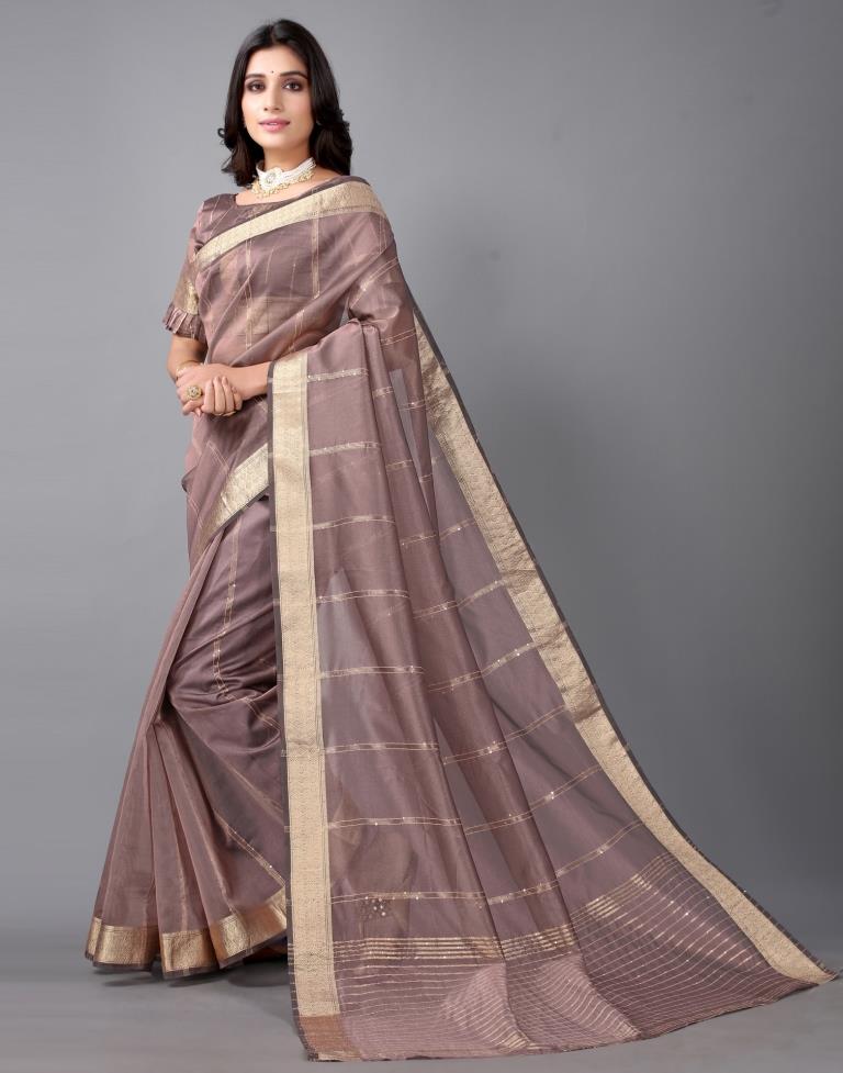 Rosewood Woven Organza Saree | 2309S132