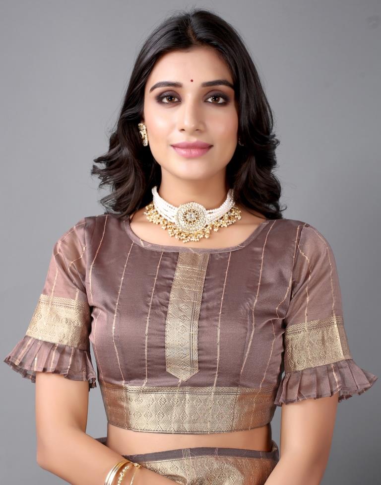 Rosewood Woven Organza Saree | 2309S132