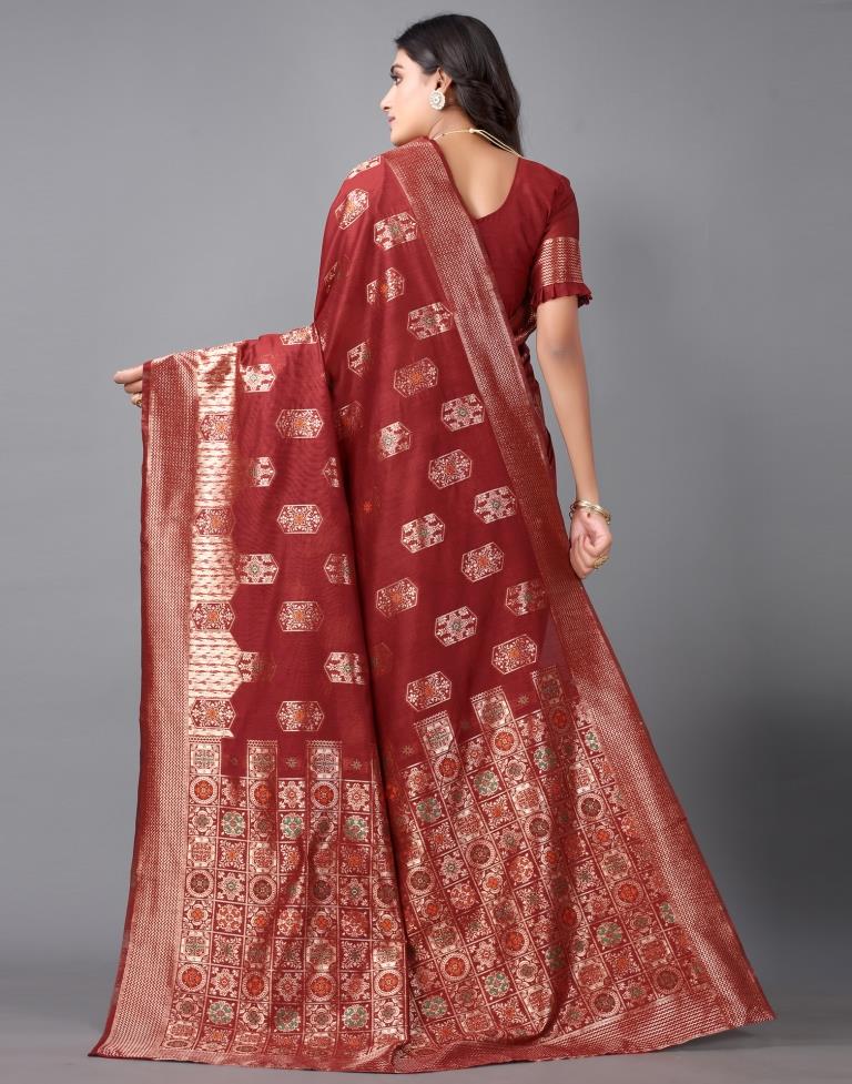 Maroon Banarasi Cotton Saree | 2309S136