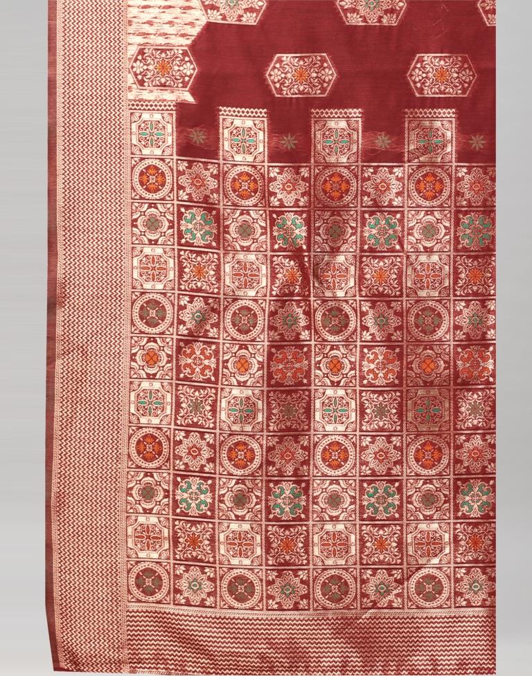 Maroon Banarasi Cotton Saree | 2309S136