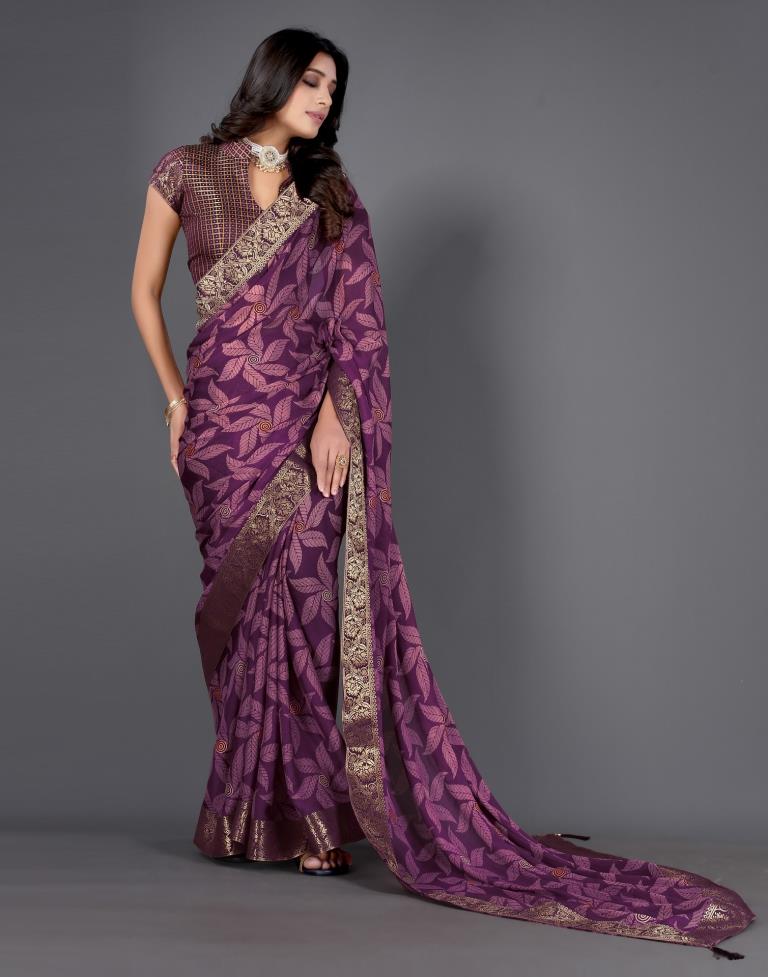 Purple Chiffon Saree | 2312S112