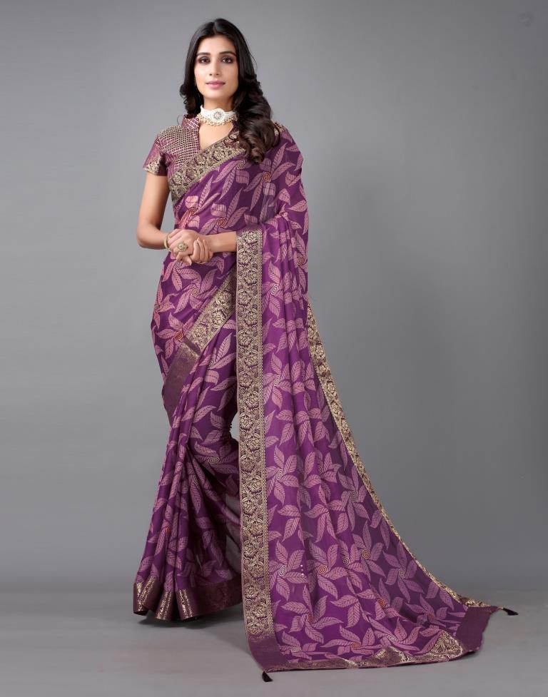 Purple Chiffon Saree | 2312S112
