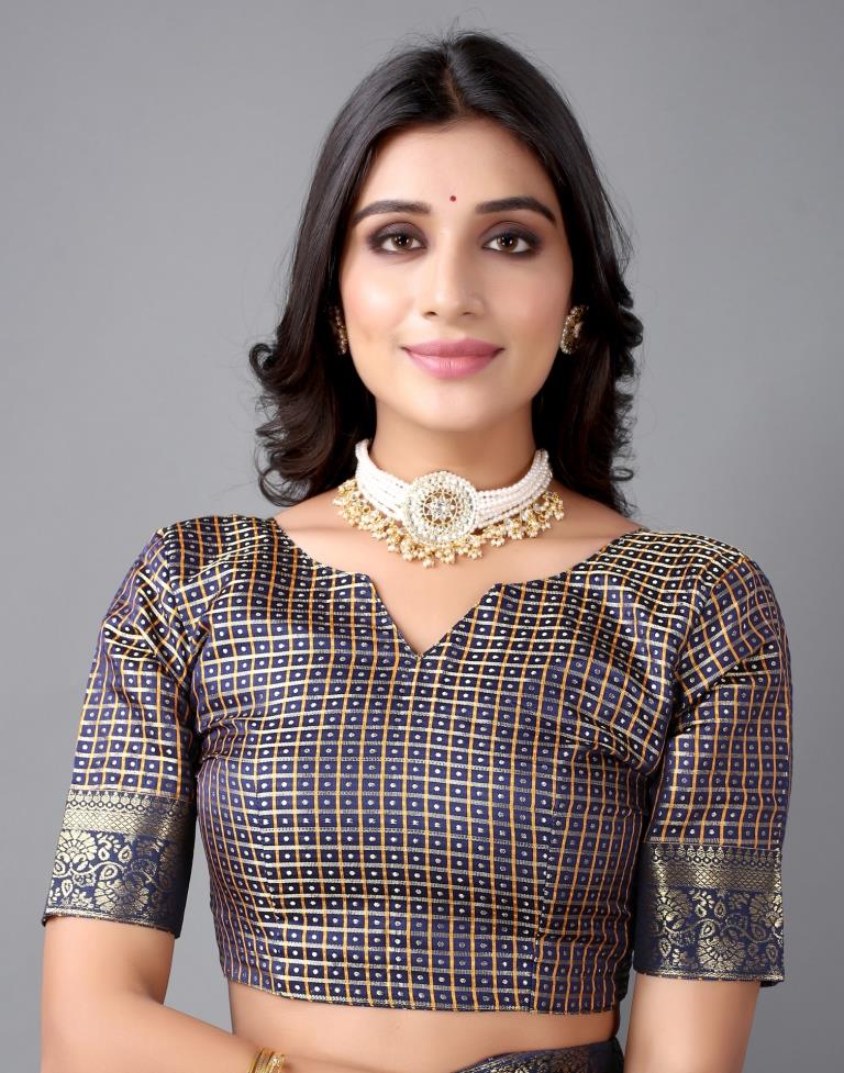 Navy Blue Chiffon Saree | 2312S113