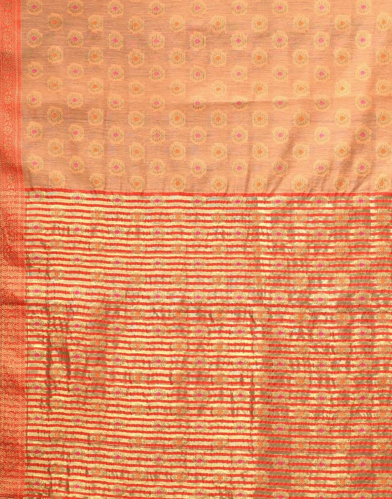 Peach Cotton Silk Saree