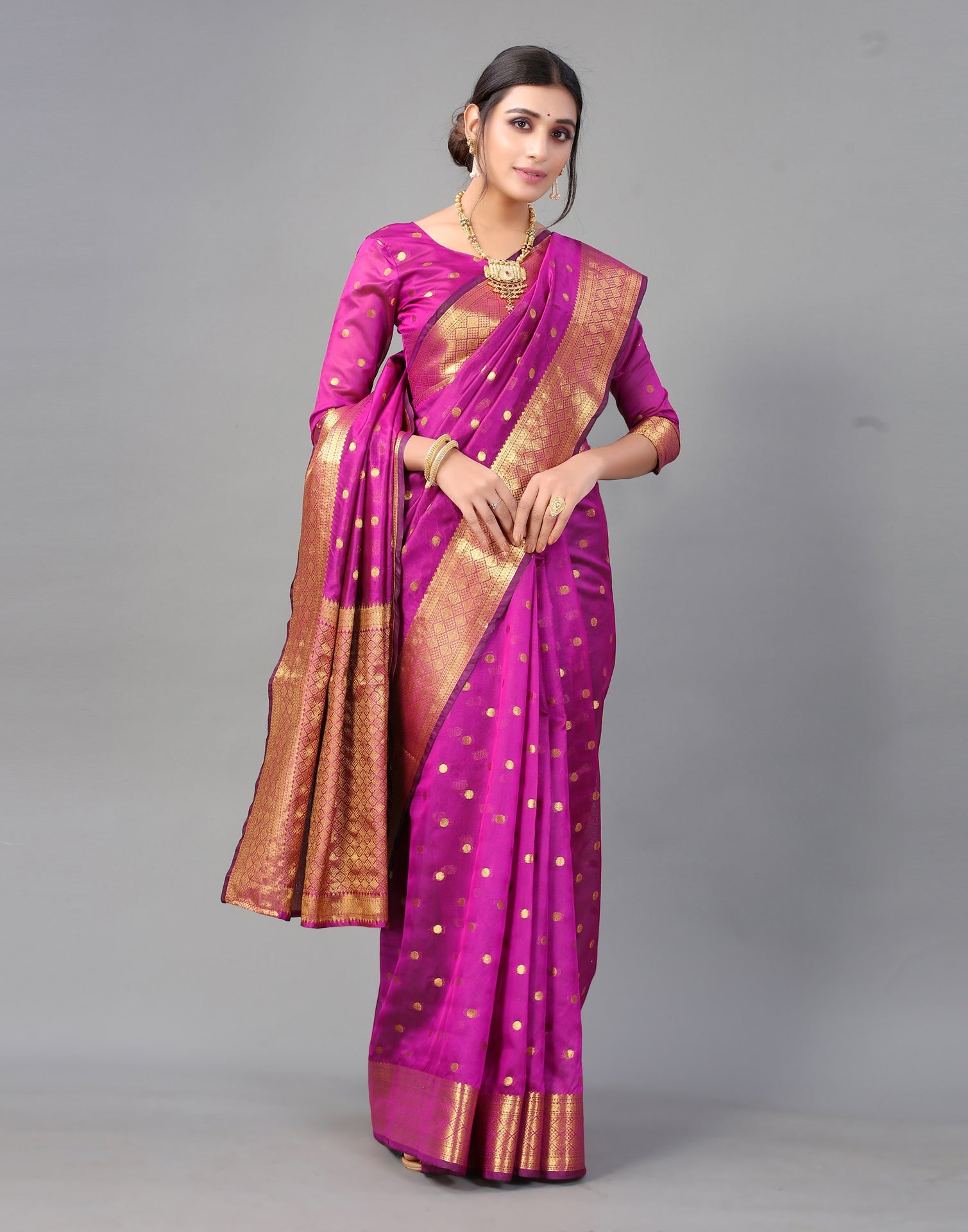Purple Banarasi Chanderi Silk Saree