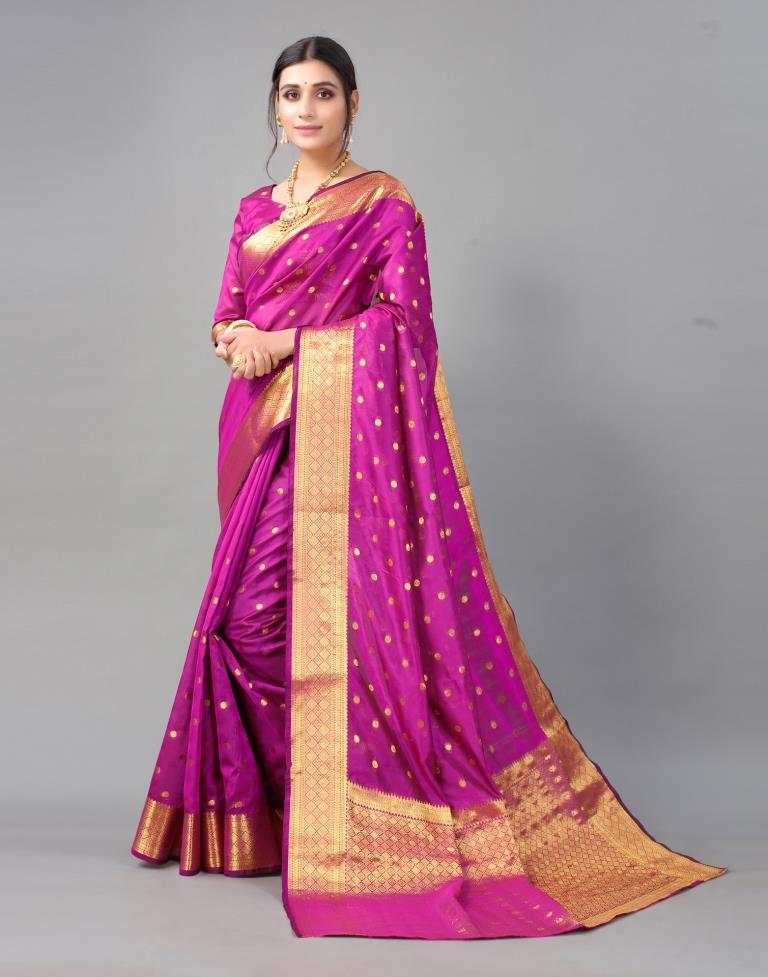 Purple Banarasi Chanderi Silk Saree