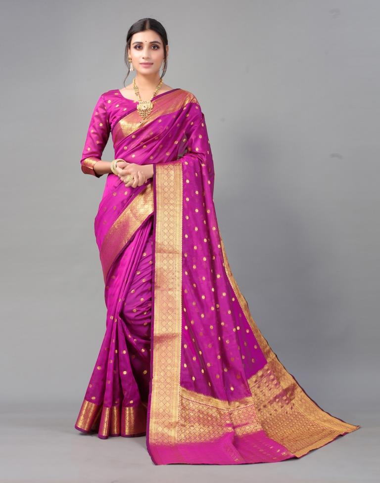 Purple Banarasi Chanderi Silk Saree