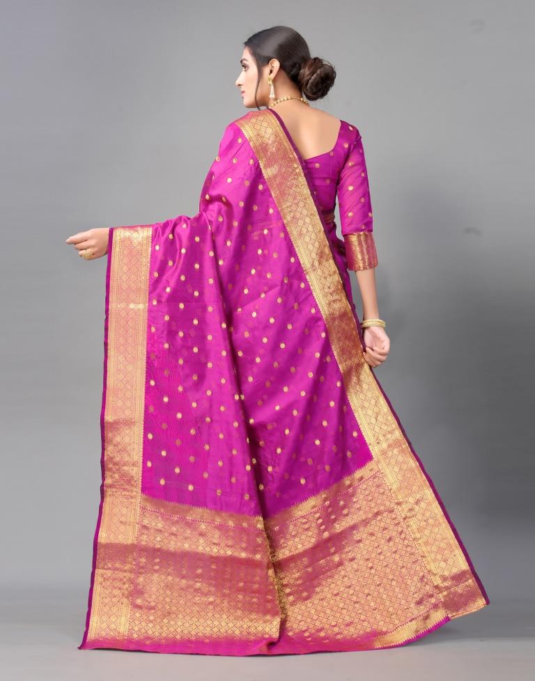 Purple Banarasi Chanderi Silk Saree