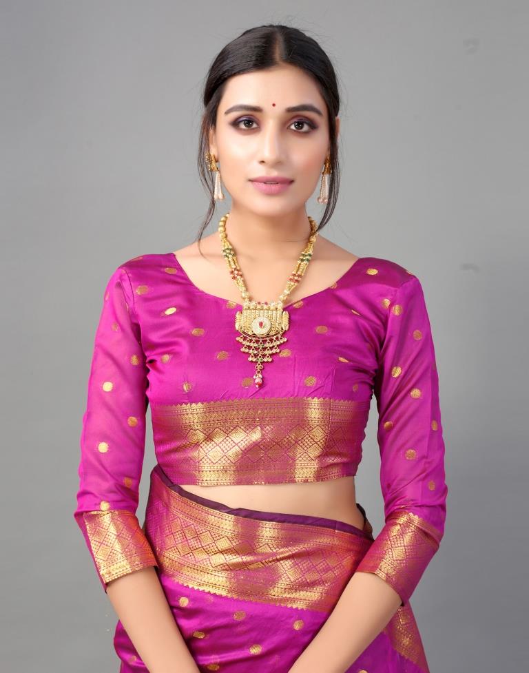 Purple Banarasi Chanderi Silk Saree