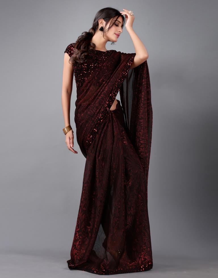 Maroon Woven Saree | 2324S211