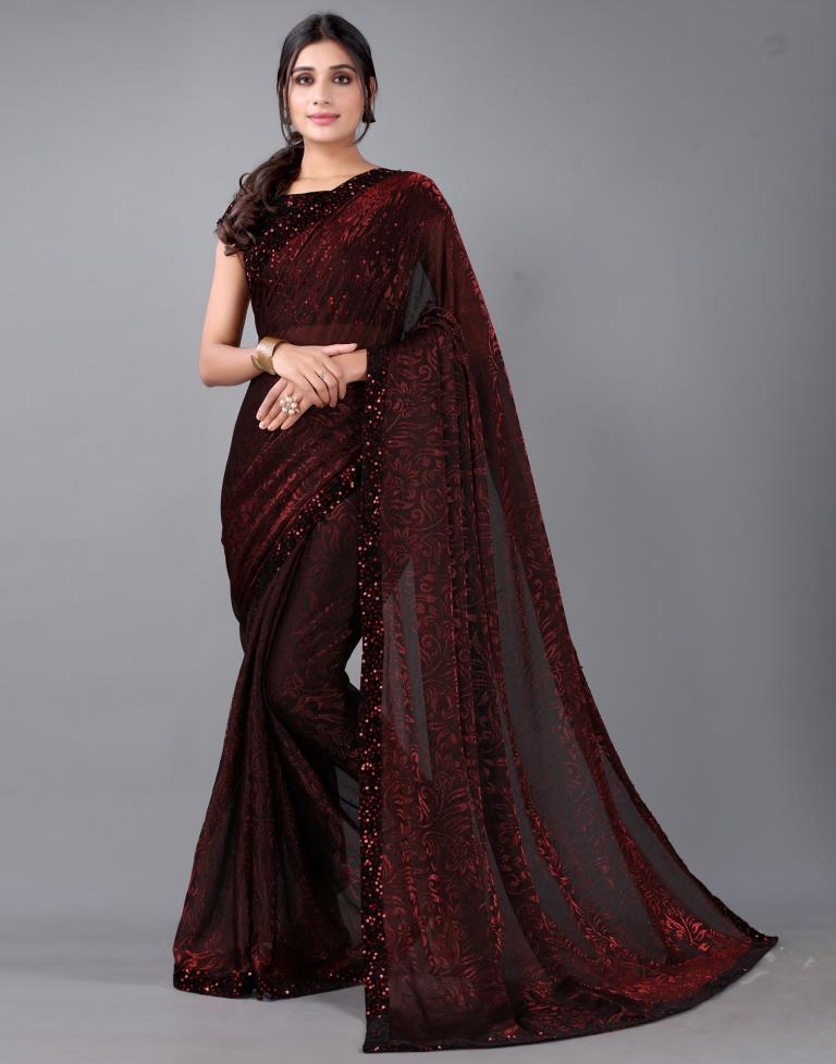 Maroon Woven Saree | 2324S211