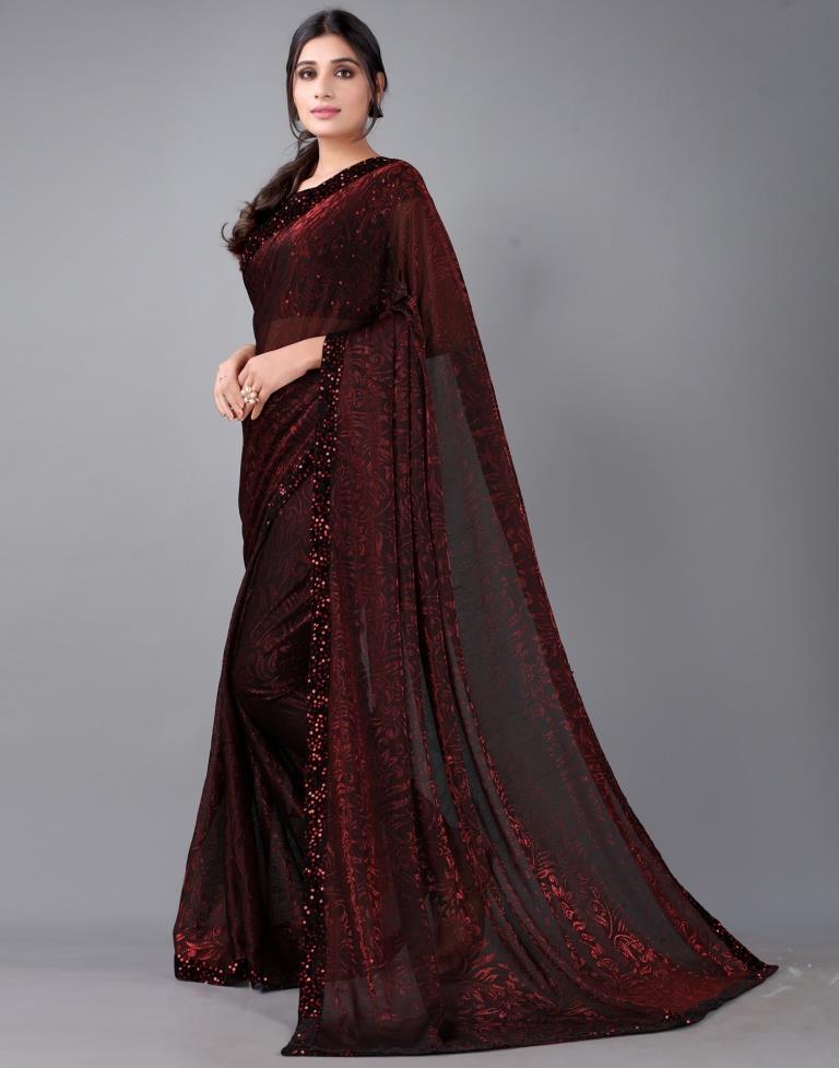 Maroon Woven Saree | 2324S211