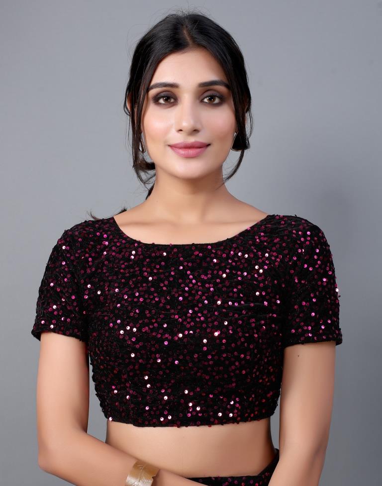 Wine And Black Woven Saree | 2324S212