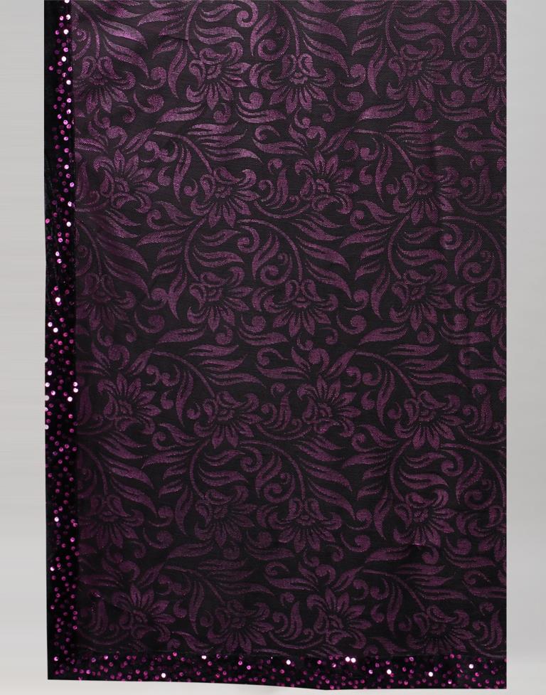 Wine And Black Woven Saree | 2324S212