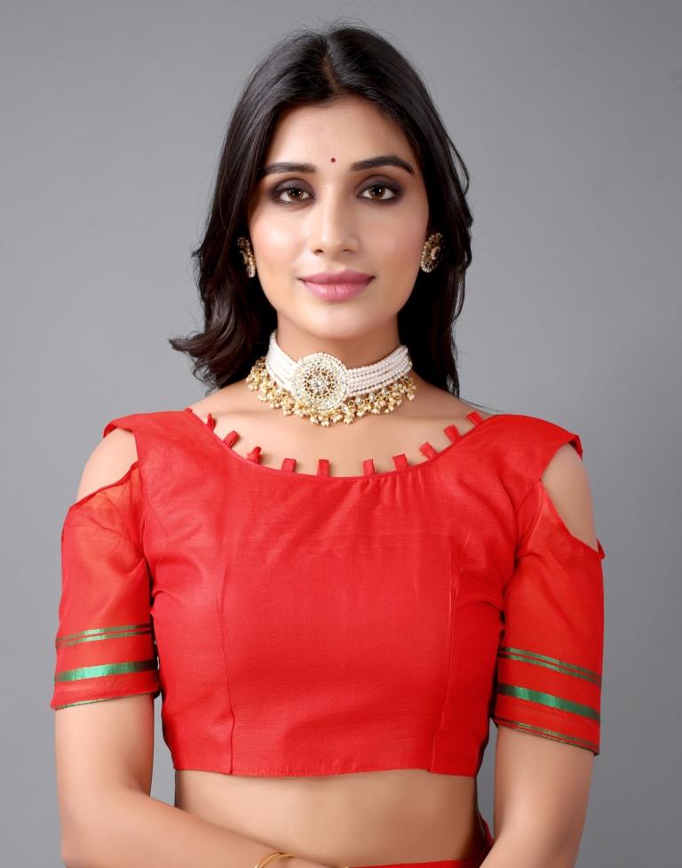 Red Jamdani Cotton Saree | 2325S2157