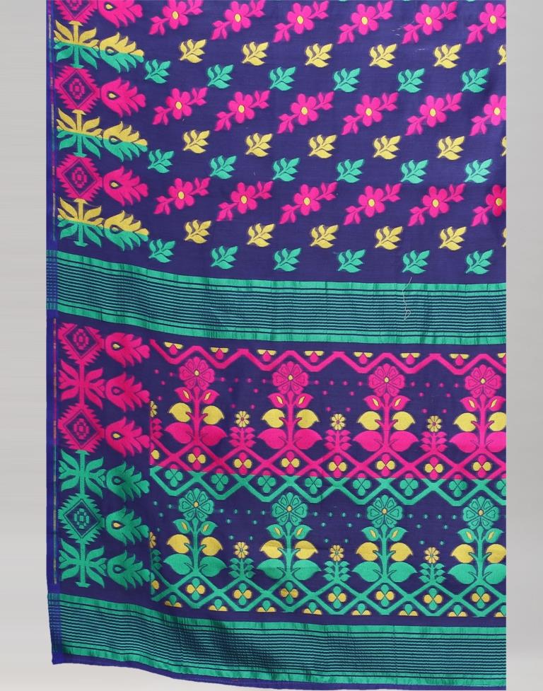 Royal Blue Jamdani Cotton Saree | 2325S2158