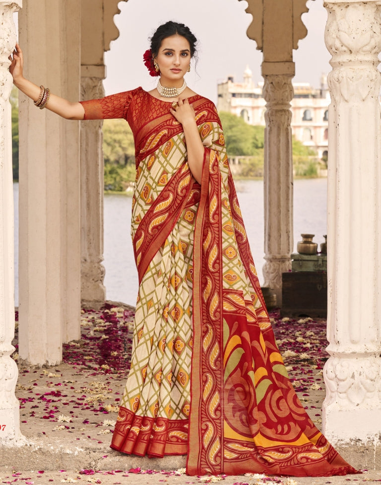 Cream Cotton Saree | SLV2327S337