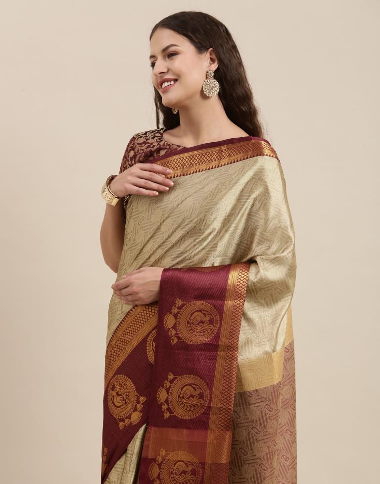 Beige Silk Saree