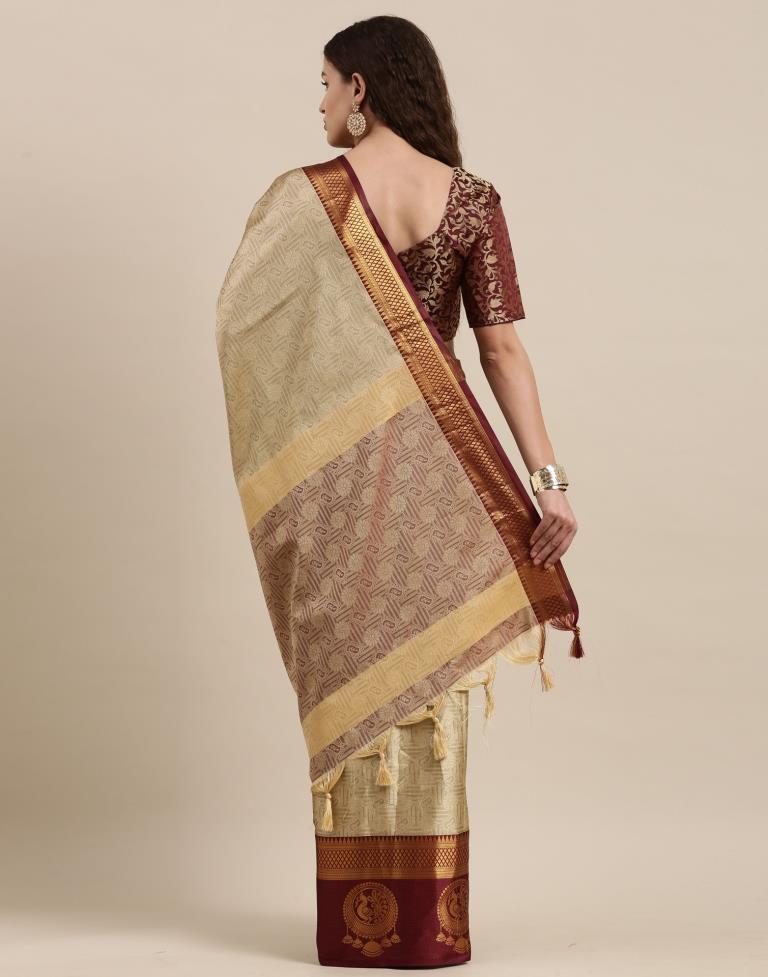 Beige Silk Saree