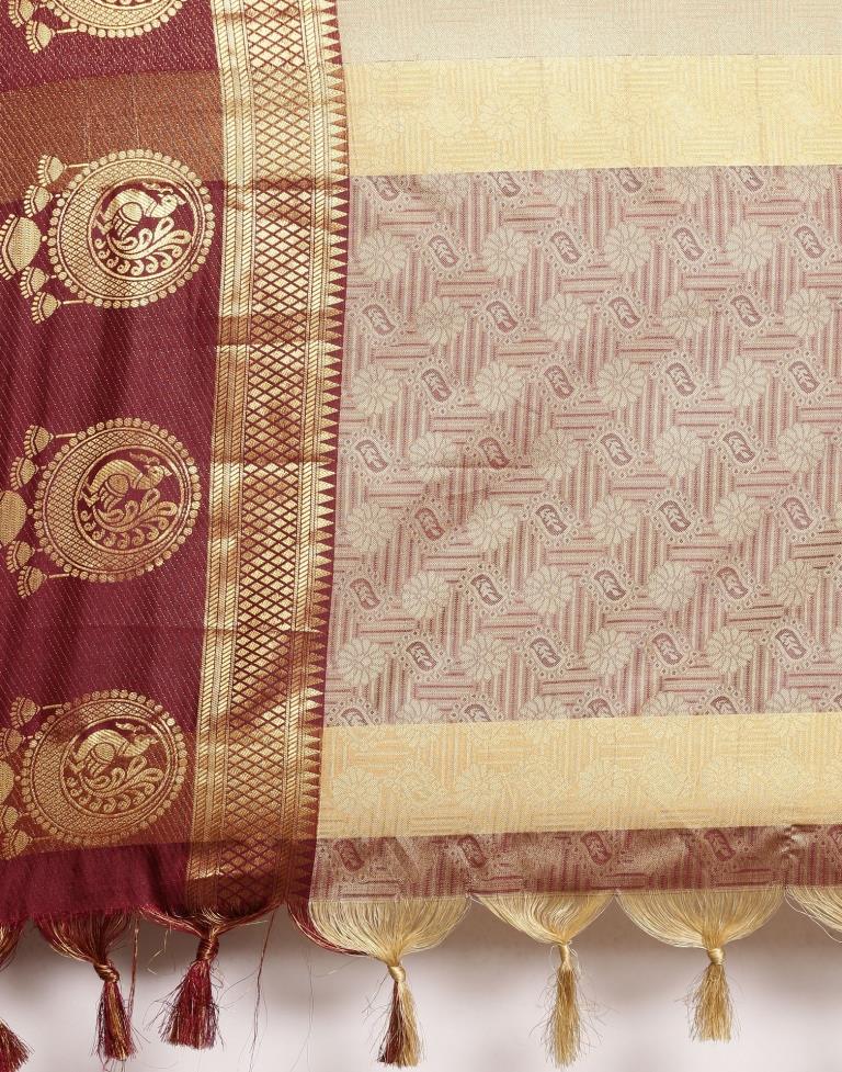 Beige Silk Saree