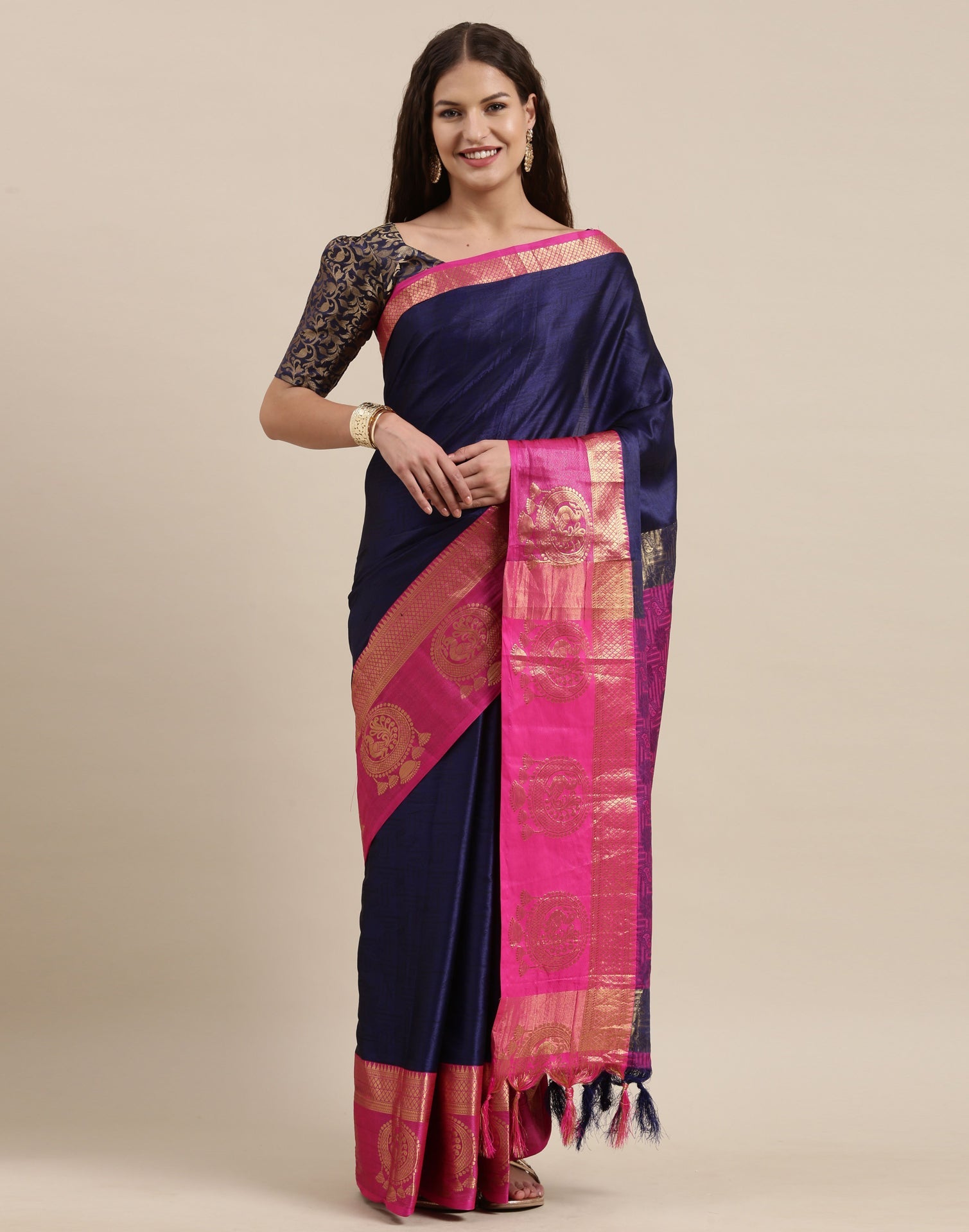 Navy Blue Silk Saree