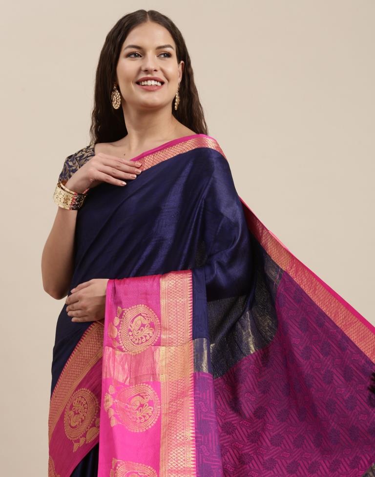 Navy Blue Silk Saree