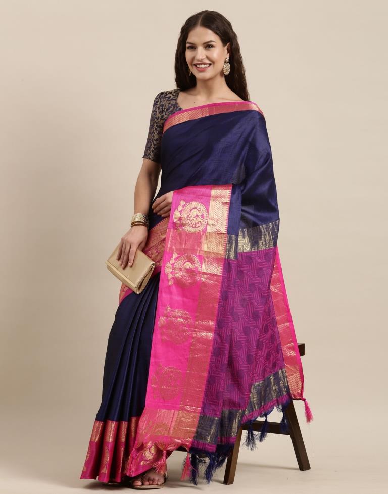 Navy Blue Silk Saree