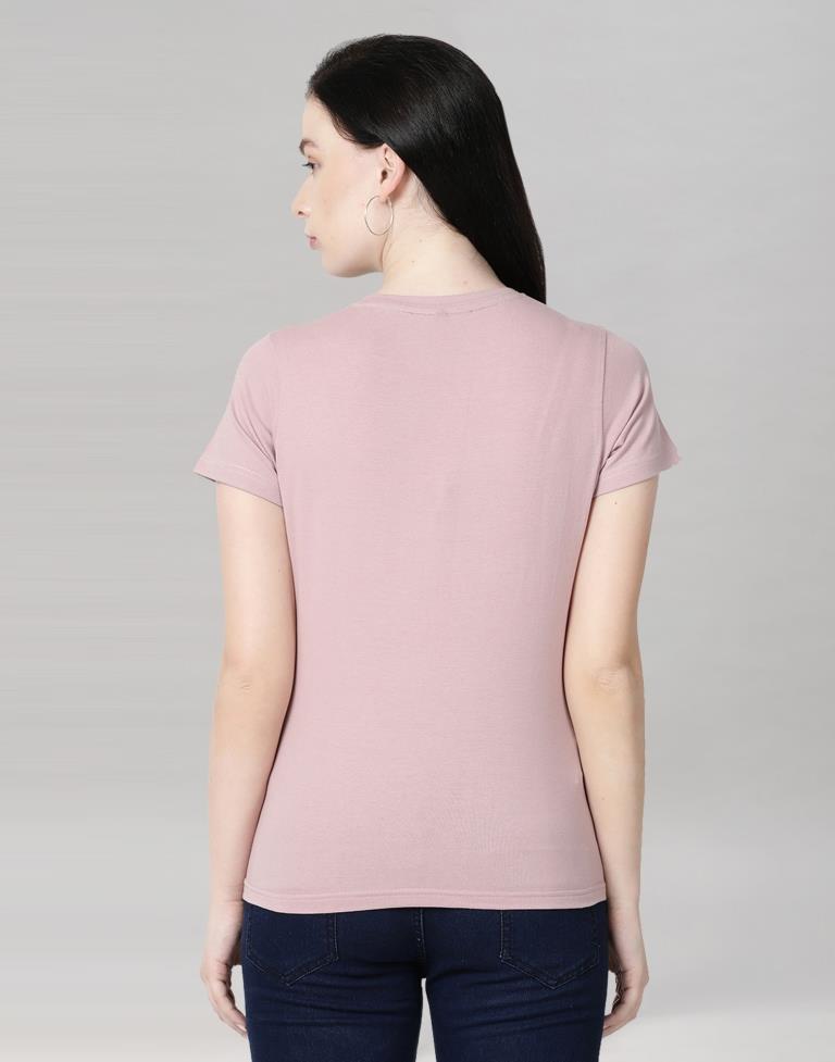 Pink Colored Lycra Printed T-shirt | SLV233TK4050