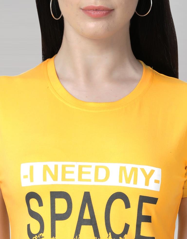 Yellow Colored Lycra Printed T-shirt | SLV233TK4051
