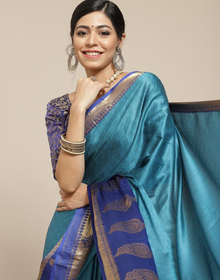 Peacock Blue Silk Saree