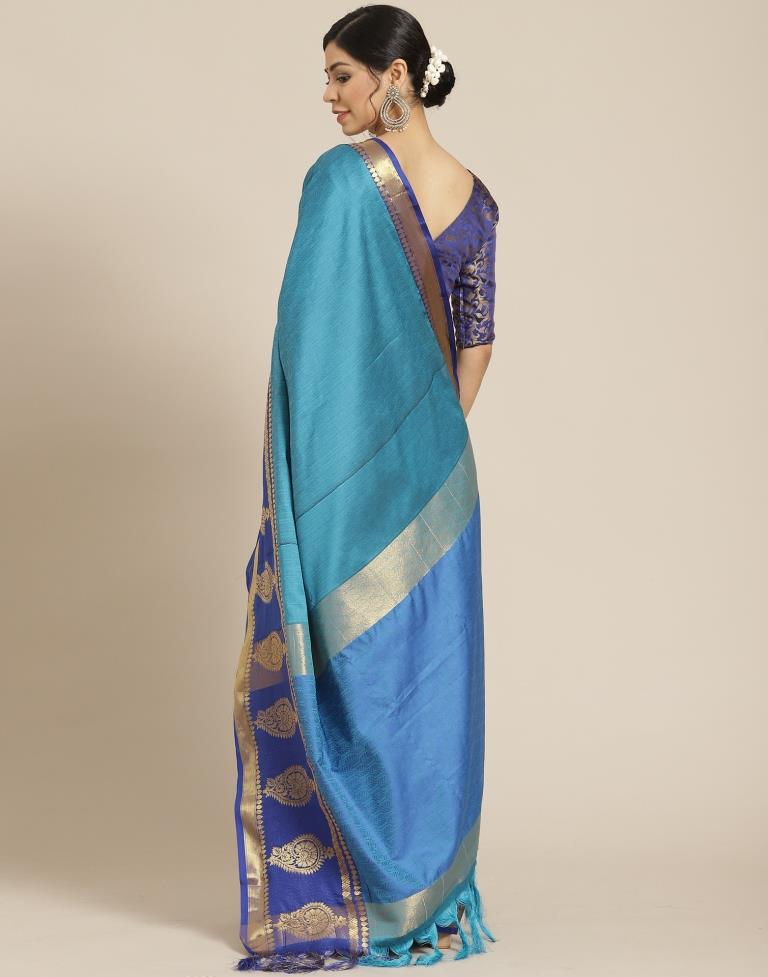 Peacock Blue Silk Saree