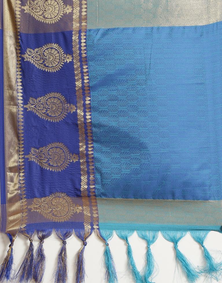 Peacock Blue Silk Saree