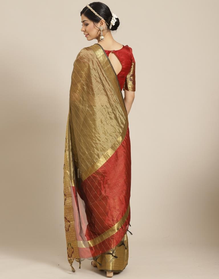 Beige Silk Saree