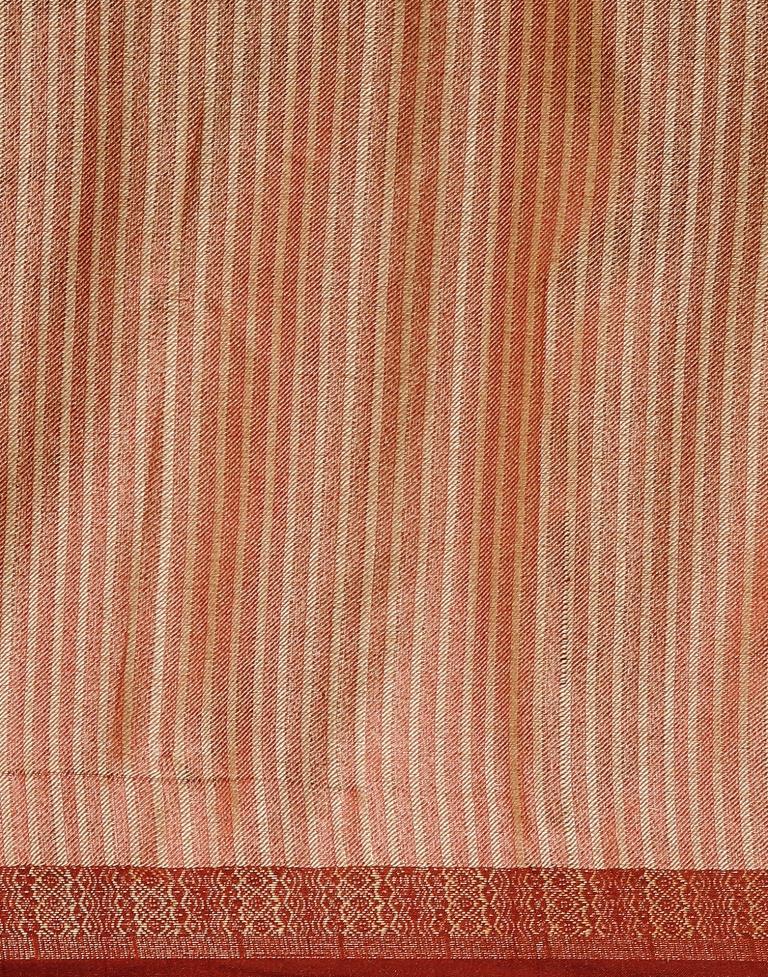 Beige And Maroon Silk Saree