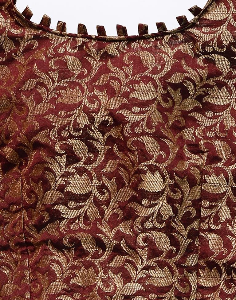 Beige And Maroon Silk Saree