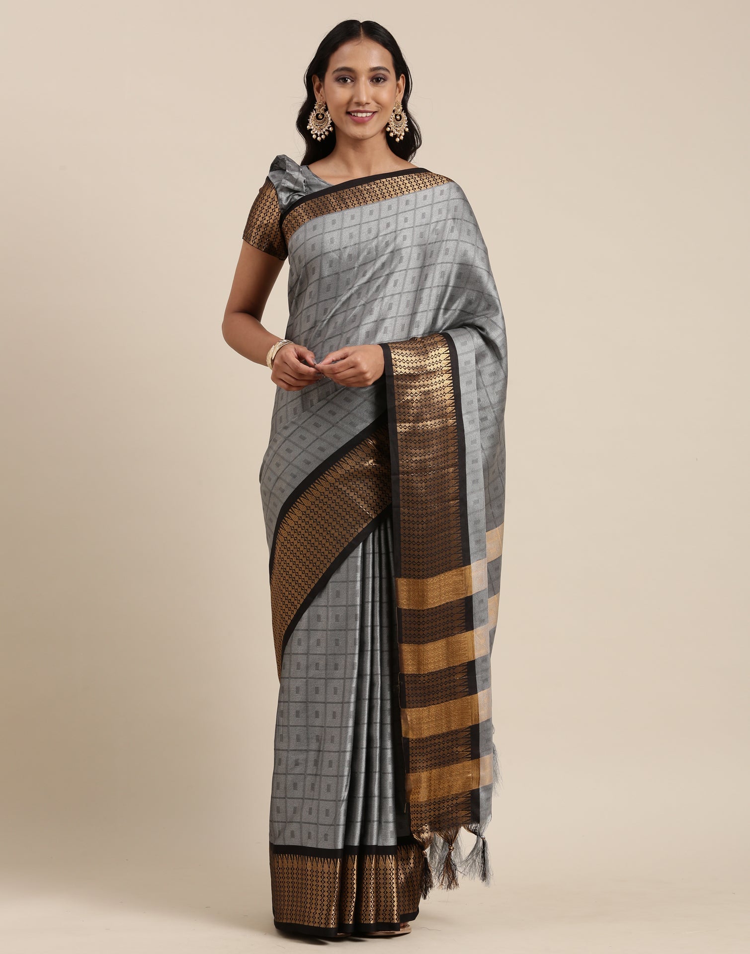 Grey Silk Saree