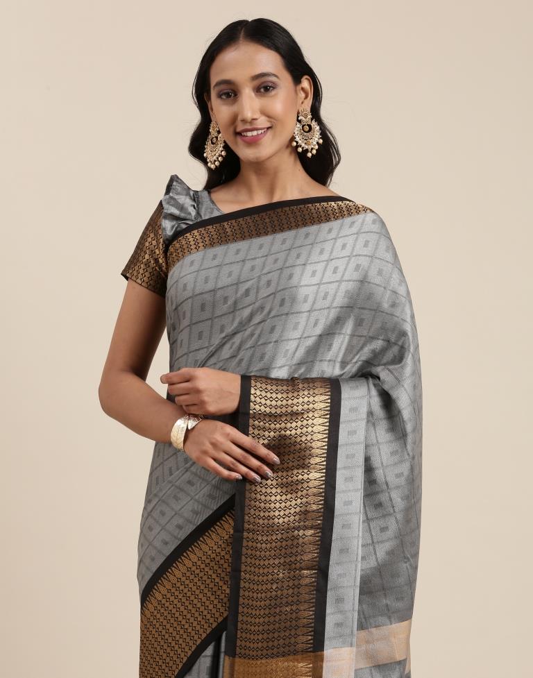 Grey Silk Saree