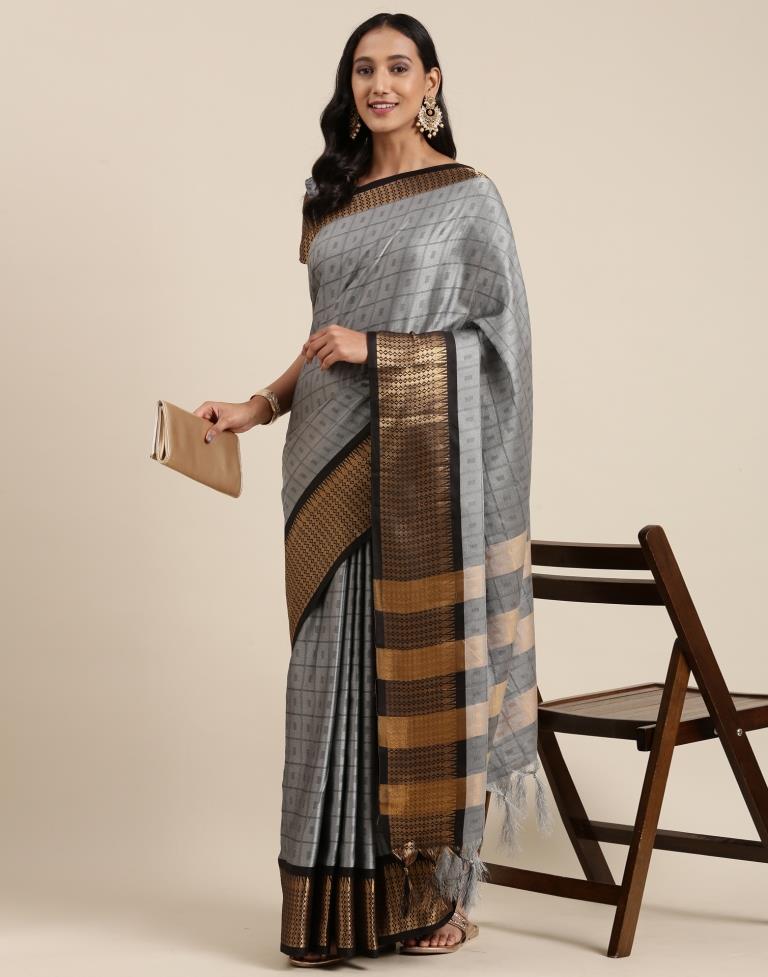 Grey Silk Saree