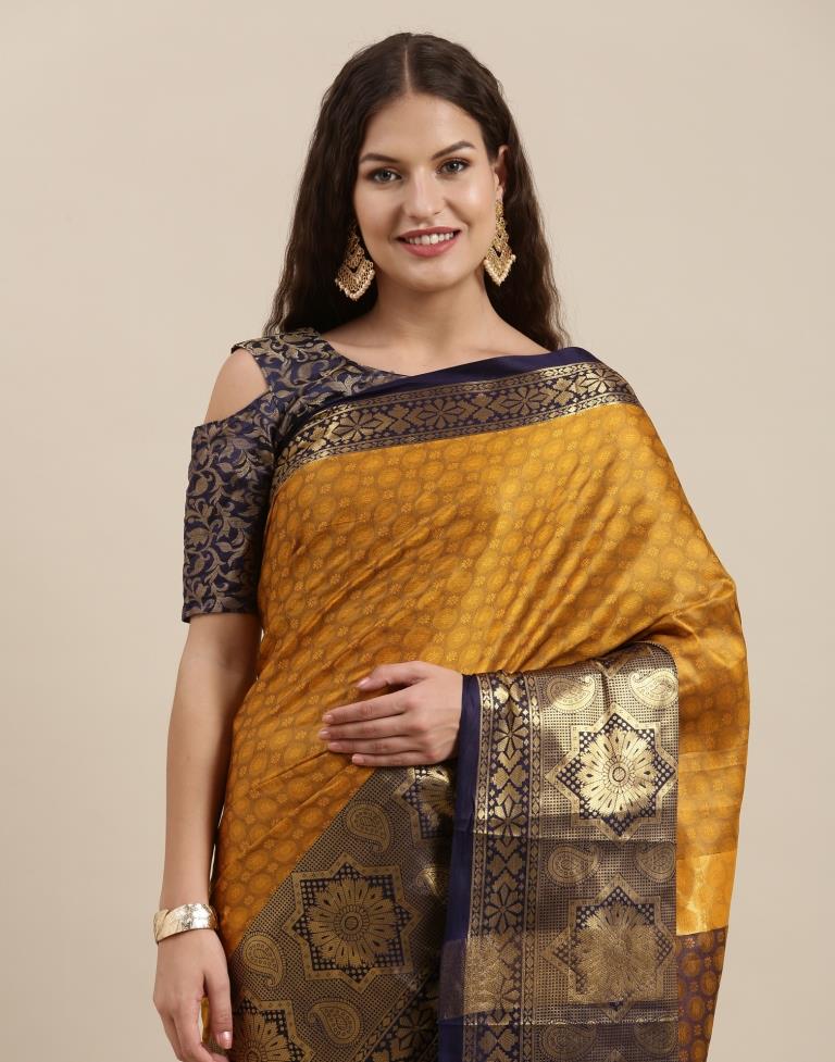Mustard Yellow Silk Saree