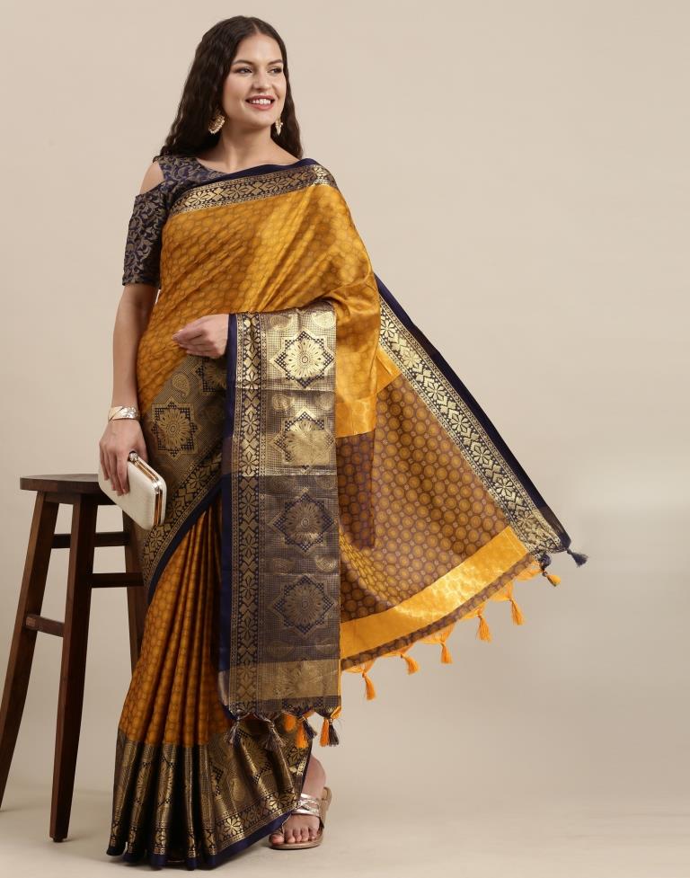 Mustard Yellow Silk Saree