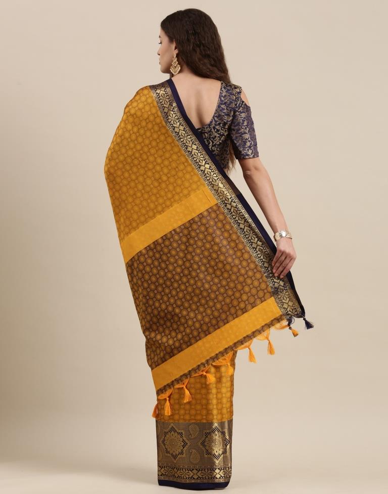 Mustard Yellow Silk Saree