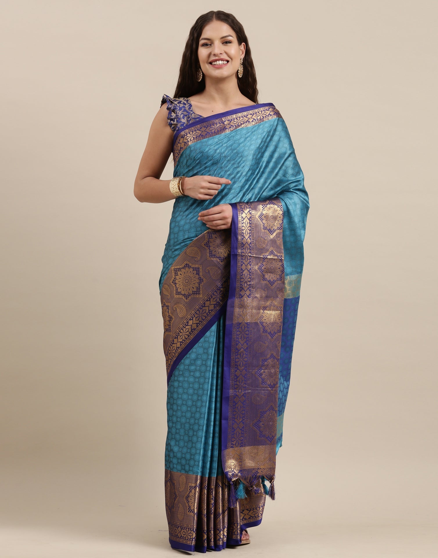 Peacock Blue Silk Saree
