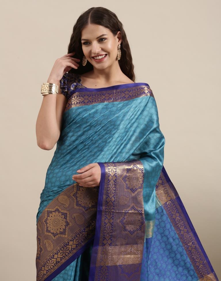 Peacock Blue Silk Saree