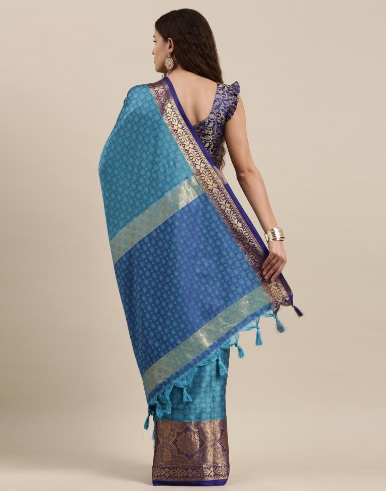 Peacock Blue Silk Saree