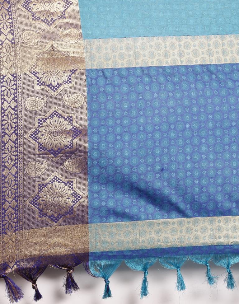 Peacock Blue Silk Saree