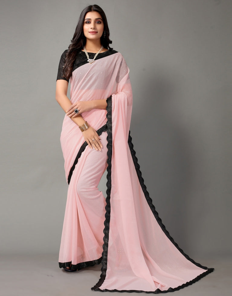 Light Pink Chiffon Saree | SLV2356S2176