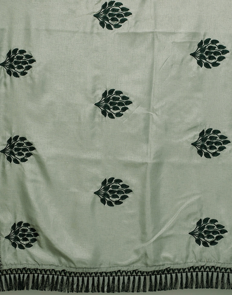 Greenish Grey Embroidered Saree | SLV2358S2201