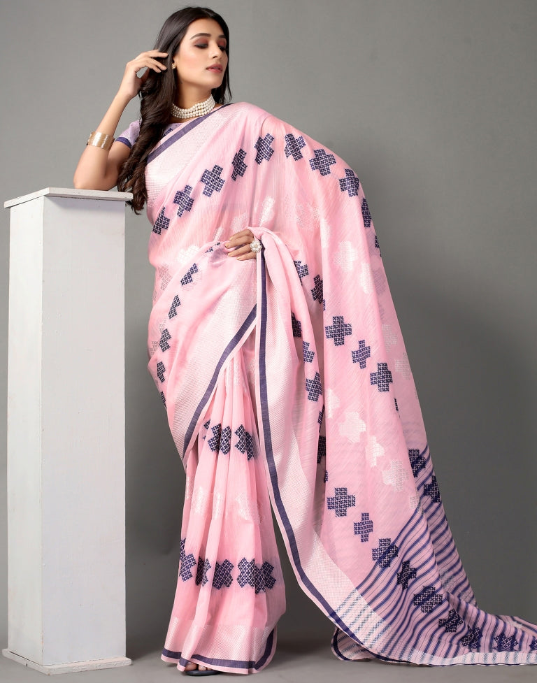 Light Pink Cotton Saree | SLV2358S2208